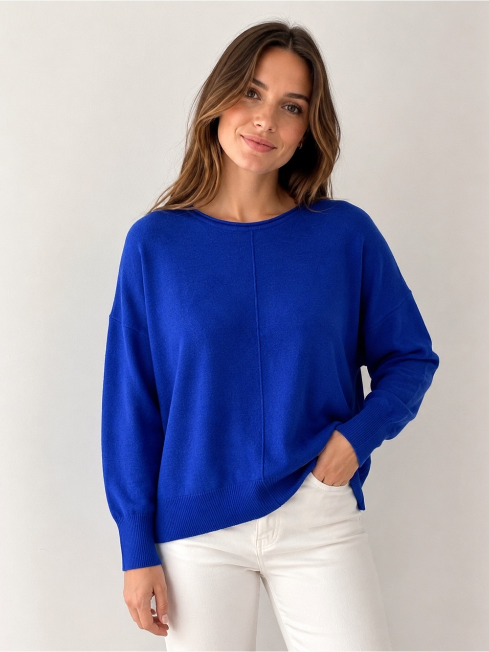 NWT &Merci The Murray Sweater Cobalt Blue Boxy Dolman Pullover Women Small